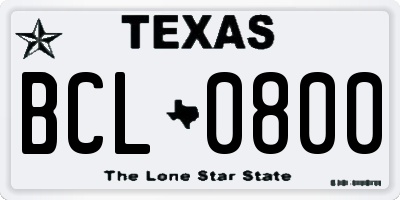 TX license plate BCL0800