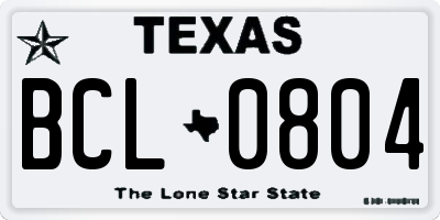 TX license plate BCL0804