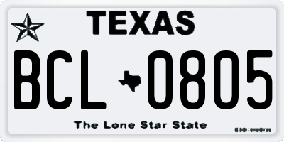 TX license plate BCL0805