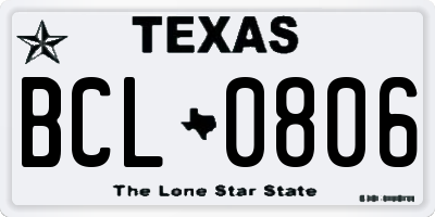 TX license plate BCL0806