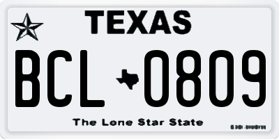 TX license plate BCL0809