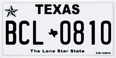TX license plate BCL0810