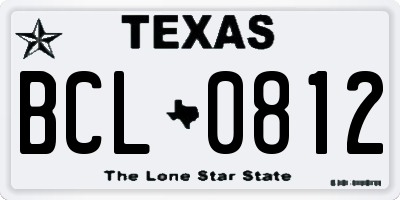 TX license plate BCL0812