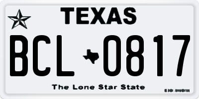 TX license plate BCL0817