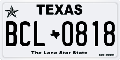 TX license plate BCL0818