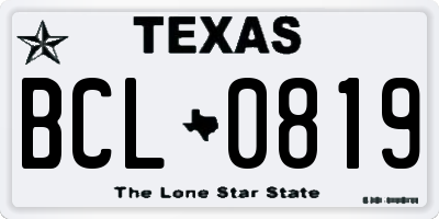 TX license plate BCL0819