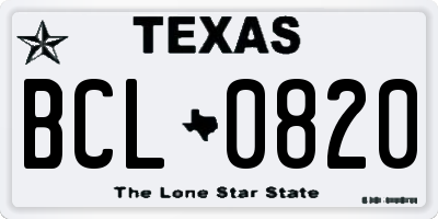TX license plate BCL0820