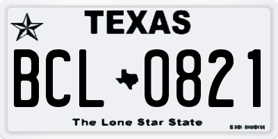 TX license plate BCL0821