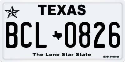 TX license plate BCL0826