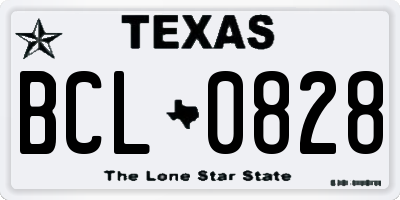 TX license plate BCL0828