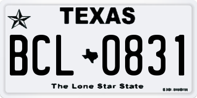 TX license plate BCL0831