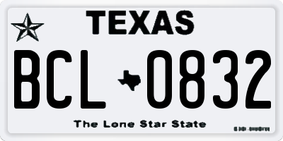 TX license plate BCL0832