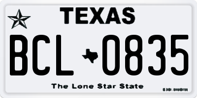 TX license plate BCL0835