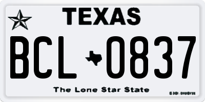 TX license plate BCL0837