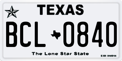 TX license plate BCL0840