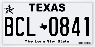 TX license plate BCL0841