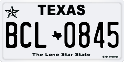 TX license plate BCL0845