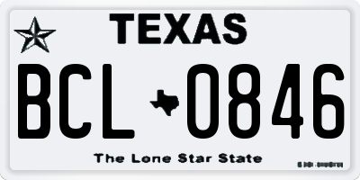 TX license plate BCL0846