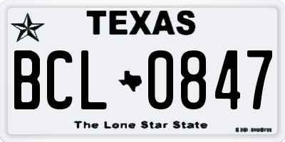 TX license plate BCL0847