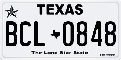 TX license plate BCL0848