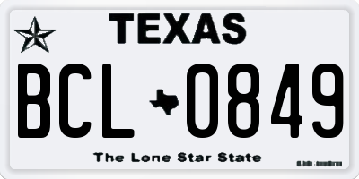 TX license plate BCL0849