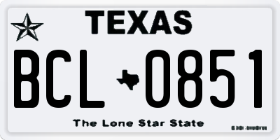 TX license plate BCL0851