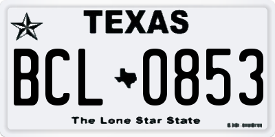 TX license plate BCL0853
