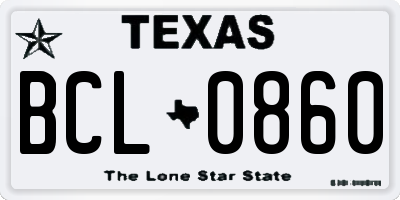 TX license plate BCL0860