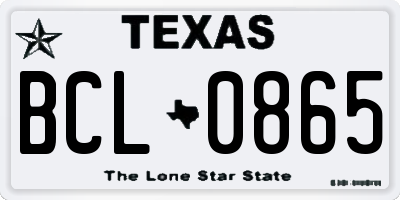 TX license plate BCL0865