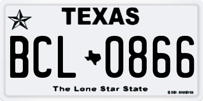 TX license plate BCL0866