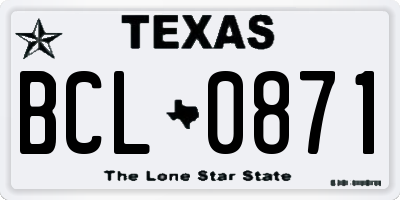 TX license plate BCL0871