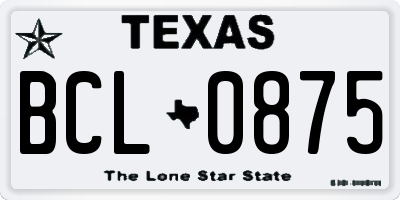 TX license plate BCL0875