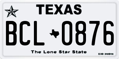 TX license plate BCL0876