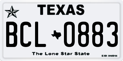 TX license plate BCL0883