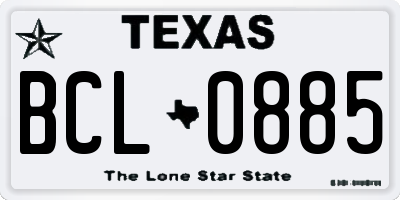 TX license plate BCL0885