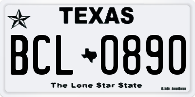TX license plate BCL0890