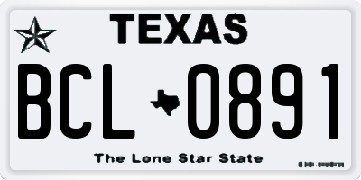 TX license plate BCL0891