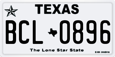 TX license plate BCL0896