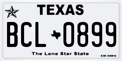 TX license plate BCL0899