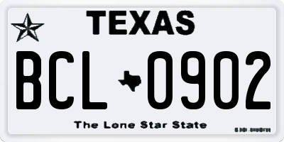 TX license plate BCL0902