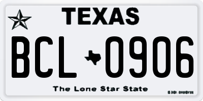 TX license plate BCL0906