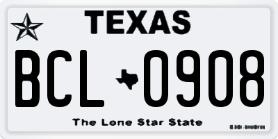 TX license plate BCL0908