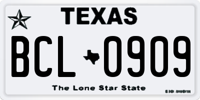 TX license plate BCL0909