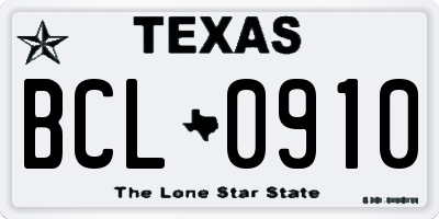 TX license plate BCL0910