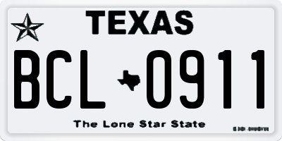 TX license plate BCL0911