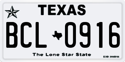 TX license plate BCL0916
