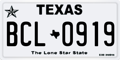 TX license plate BCL0919