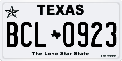 TX license plate BCL0923