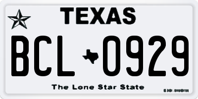 TX license plate BCL0929