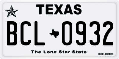 TX license plate BCL0932